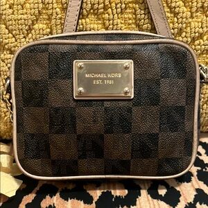 Michael Kors Brown Checkered Tote Bag
